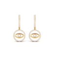 thumbnail image 3 of Rosec Jewels Certified Moissanite Evil Eye Hinged Hoop Earrings in Pave Setting, 18K Yellow Gold, 3 of 5
