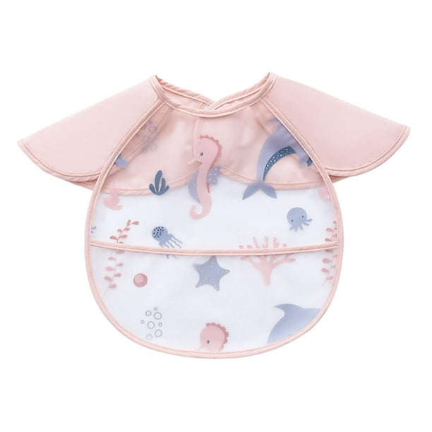 Babero para alimentación de bebé, para prueba de aceite con bolsillo para 6-36 meses, babero infantil para pintar y dibujar, suministros Mundo