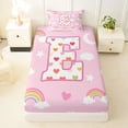 thumbnail image 3 of Feelyou Cute Love Heart Letter E Twin Sheet Sets, Moon Cloud Bedding for Girls Kids, Pink, 3-Piece, 3 of 5