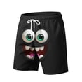 thumbnail image 2 of Yaoyar Mens Beach Shorts Cute Funny Face Summer Swim Trunks Novelty Beachwear Summer Sports Vacation Drawstring Shorts with Pockets, 2 of 5