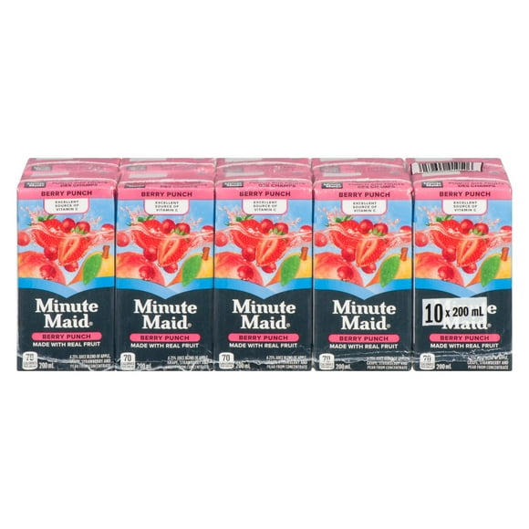 Punch aux fruits des champs Minute Maid, boîte à boire de 200 ml, paquet de 10 200 x mL