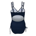 thumbnail image 5 of MSJUHEG Ruched Monokinis,1 Piece Swimsuit,Women's One-piece Swimsuits,Tummy Control Bathing Suits,High Waisted Bathing Suit,Tie Side,V Neck Blue 1 XL, 5 of 5