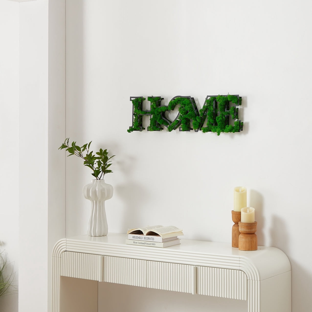 "HOME" Letter Art Moss Wall Decor Heartfelt Greenery