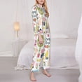 thumbnail image 4 of Kll Spring Hand Drawn Flowers Birds Print Women'S Long Sleeve Pajamas With Pants Sleepwear Loungewear 2 Set-Xx-Large, 4 of 9