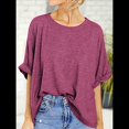 thumbnail image 4 of Camiseta Holgada Informal de Verano de Corta para Mujer. Vino Tinto XXL, 4 of 8