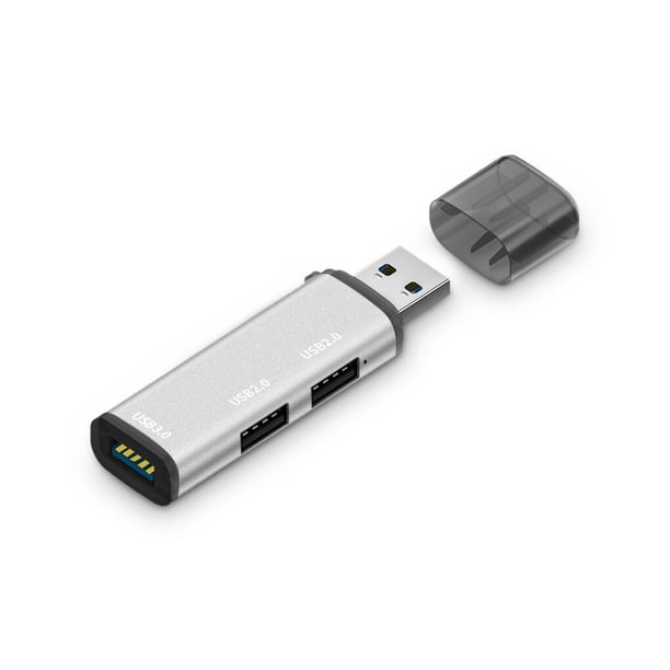 Injueey Mini estación adaptadora USB 3,0 de alta velocidad, divisor de PC, expansor portátil externo de plástico para ordenador portátil Juegos de teclado y mouse para computadora Plata