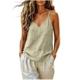 thumbnail image 6 of Favoffer Women's V Neck Tank Tops Sleeveless Linen Cotton with Pockets Casual Camisole Tops Breathable Work Tops for Office, 6 of 9