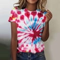 thumbnail image 3 of JTZGDY Ombre Shirts for Women Fashion Summer Short Sleeve Crewneck Tie Dye Gradient Color Printed Tunic Blouse Loose Fit Casual Dressy Graphic Tees Tops Red L, 3 of 7