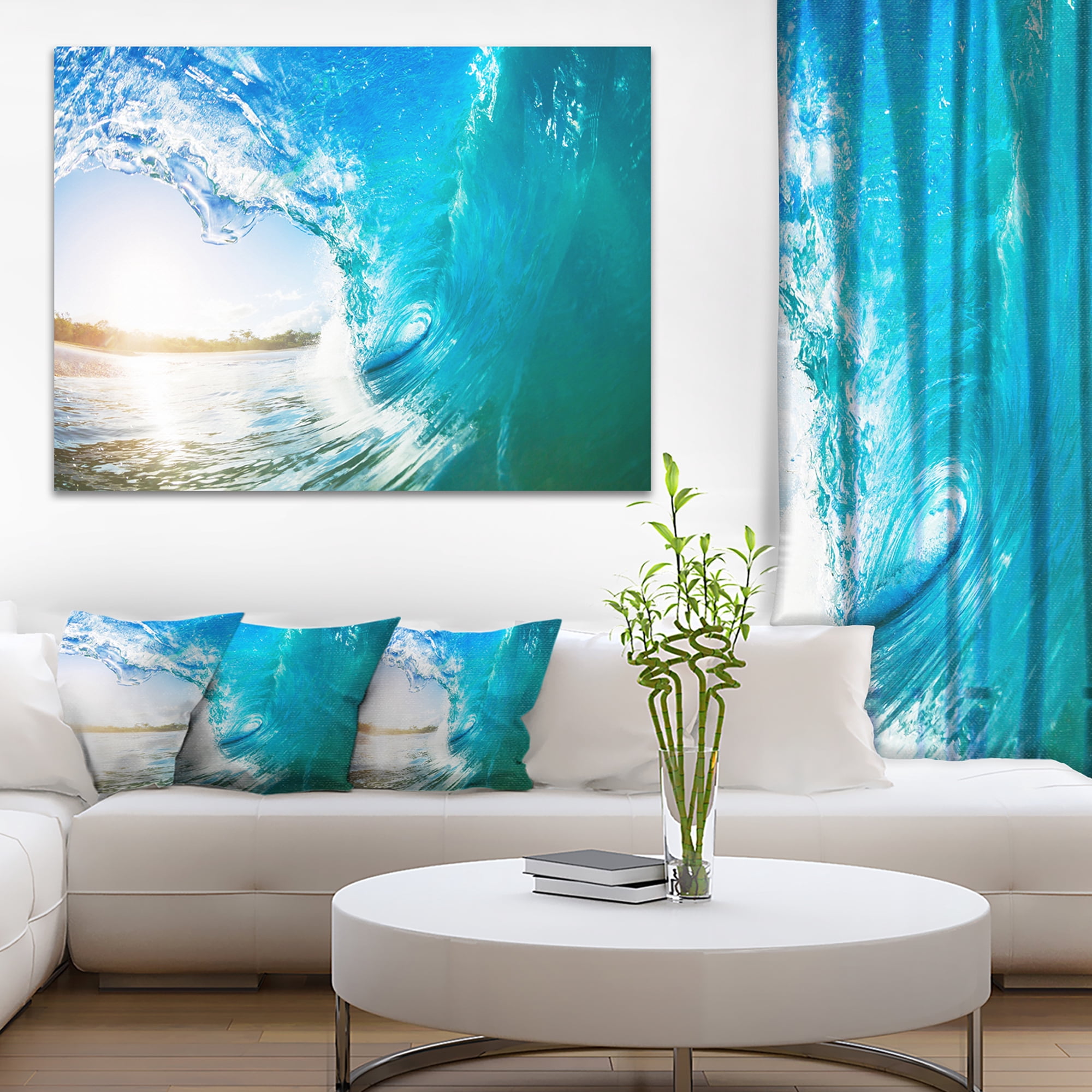Designart 'Blue Waves Arch ' Seascape Photography Canvas Art Print