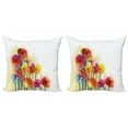 thumbnail image 1 of Ambesonne Floral Throw Pillow Cover 2 Pack, Gerbera Flower Romance, 16", Red Yellow, 1 of 2