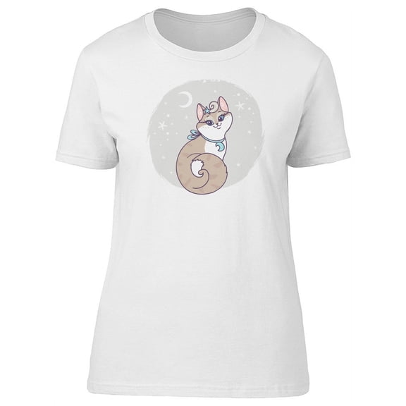 Cute Cat With Curly Tail T-Shirt Women -Image by Shutterstock, Female Medium