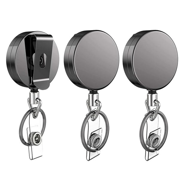 Tachiuwa 3Pcs Retractable Reel Clip Badge Holder ID Card Key Carabiner  Keychain 