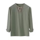 thumbnail image 4 of Blusas y camisas de manga larga con cuello en V para hombre, blusas casuales de moda con cordón y cuello en V de manga larga, blusas para hombre, 4 of 5