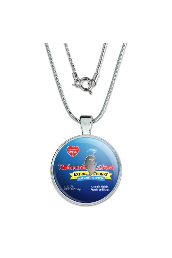 Narwhal Unicorn of the Sea 1" Pendant with Sterling Silver Plated Chain
