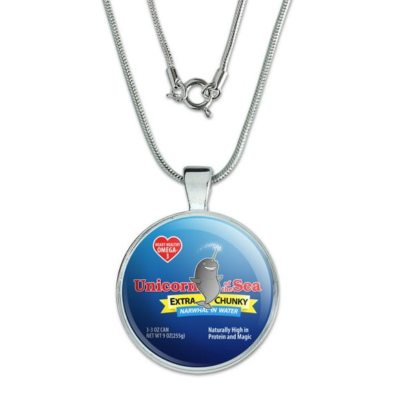 Narwhal Unicorn of the Sea 1" Pendant with Sterling Silver Plated Chain