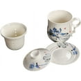thumbnail image 2 of HAHDAXIA Convenient Travel Office Loose Leaf Tea Brewing System-Chinese Jingdezhen Blue and White Porcelain Tea Cup Infuser 4-Piece Set with Tea Cup Lid and Saucer (Blue Lotus), 2 of 3