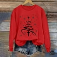 thumbnail image 7 of Christmas Sweatshirts for Women Loose Fit Christian Printed Vintage Xmas Tree Holiday Tops Casual Pullovers (L, Wine), 7 of 7