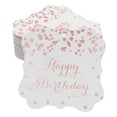 thumbnail image 1 of Inkdotpot Pack Of 100 Happy Birthday Paper Tags DIY Craft Bracket Shape Real Rose Gold Foil Hang Tags, 1 of 6