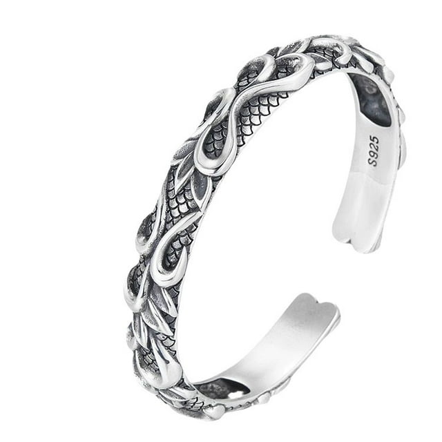 Brazalete de plata de ley 925 Ocean God para hombre