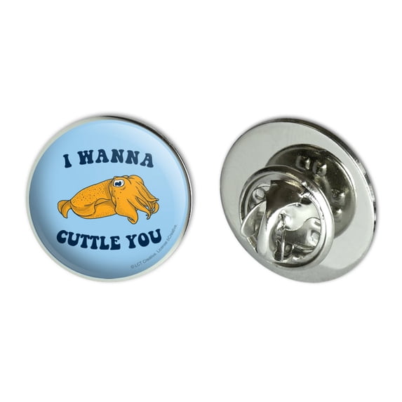 I Wanna Cuttle You Want to Cuddle Fish Funny Humor Metal 0.75" Lapel Hat Pin Tie Tack Pinback