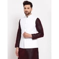 thumbnail image 2 of eloria Men Embroidered White Nehru Jacket for Partywear Festival Waistcoat Indian Vest Blazer Embroidery Design, 2 of 5