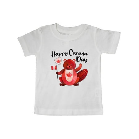 

Inktastic Happy Canada Day Cute Red Beaver with Canadian Flag Gift Baby Boy or Baby Girl T-Shirt