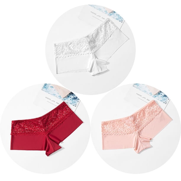TrowBridge bragas de encaje para mujer, bóxer de satén de seda suave, ahuecada Sexy ropa interior, pantalones cortos femeninos dulces, lencería acogedora transpirable
