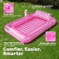 thumbnail image 3 of SLOOSH Inflatable Tanning Pool Lounger Float, 85" x 57" Extra Large Suntan Sun Tan tub for Adults, Tanning chair, Bed Blow up, Raft Lounge Floatie,XL-Pink, 3 of 8