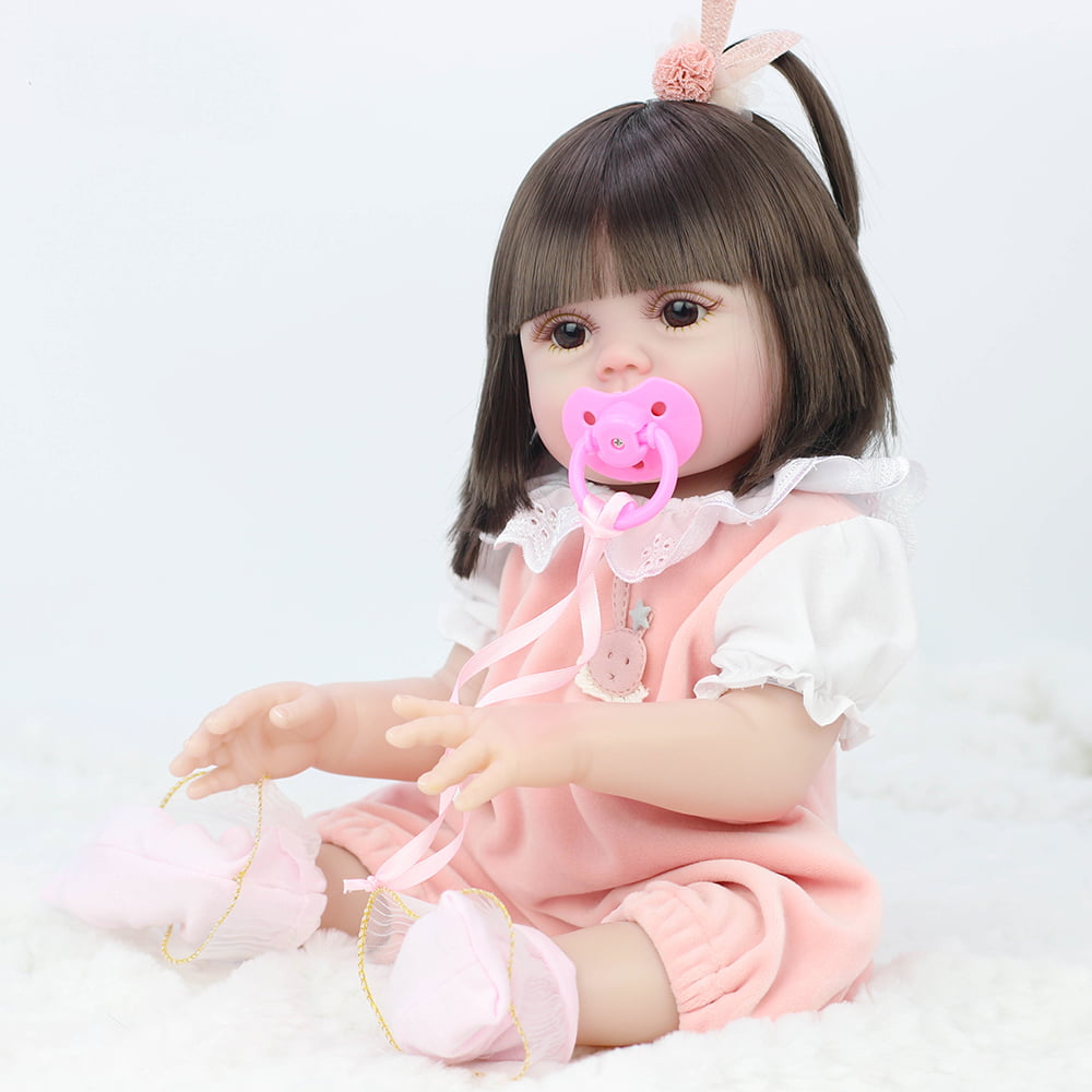Details about   Reborn Baby Dolls 22" Full Body Silicone Vinyl Girl Bath Toddler with Teeth Toy 