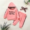 thumbnail image 5 of Douhoow Baby Girl Long-sleeved Letter Hooded Sweatshirt Leopard Stitching Pants 2Pcs Spring Clothes, 5 of 9
