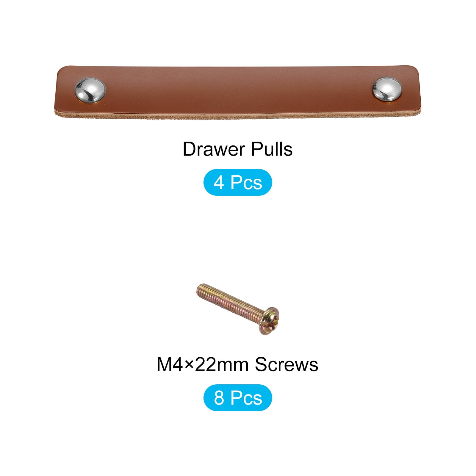 Unique Bargains Leather Furniture Handles Drawer Knobs Pulls Brown Silver 6.7"