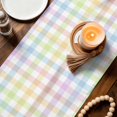 thumbnail image 4 of Table Runner - 72 Inch Long, Easter Kitchen Dining Table Runner Dresser Scarves, Colorful Checkered Plaid Spring Gingham Textured Farmhouse Decor for Coffee Tables Wedding Party Banquet, 4 of 8