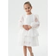 thumbnail image 6 of 2Bunnies Girls' 2T-10yr Organza Long Sleeve Tiered Babydoll Skater Princess Flower Girl Dress, 6 of 7