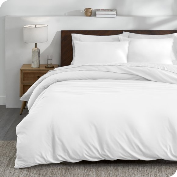 Bare Home Organic Cotton Jersey Duvet Cover Set - 100% Cotton - 150 GSM - Full/Queen, White, 3 Pieces