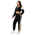 thumbnail image 2 of MintLimit Women's Casual 2 Piece Sports Tracksuit Set Solid Colorblock Striped Long Sleeve Zip Up Cropped Tops and Jogging Pants Sweatsuits, 2 of 5