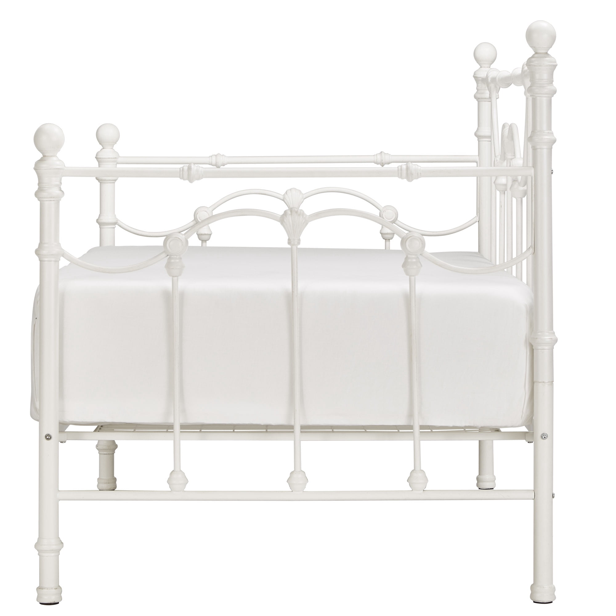 Weston Home Ossett Antique Finish Shell Motif Metal Twin Daybed, Antique White