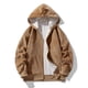 thumbnail image 4 of Gibobby Sudaderas de hombre Sudadera de forro polar con capucha para hombre con cierre completa(Caqui,XG), 4 of 5