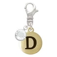 thumbnail image 2 of Delight Jewelry Goldtone Capital Letter - D - Pebble Disc - - Silvertone Clip on Charm with Clear Crystal Drop, 2 of 4