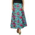 thumbnail image 3 of Bimba Floral Reversible A-Line Skirt Chic Style Indian Clothing Retro Maxi, 3 of 6