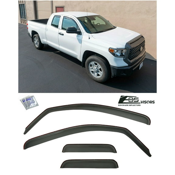 Extreme Online Store for 2007-2021 Toyota Tundra Double Cab Models | EOS Visors in-Channel Style Smoke Tinted Side Window Vents Rain Guard Deflectors