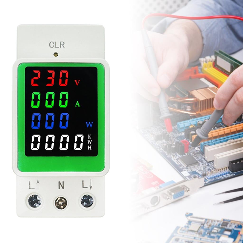 LED Screen WattKWh Power VoltAmp Meter Din Rail Consumption WattmeterMonitor