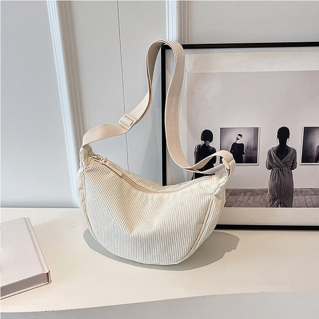 Shoulder Bag Corduroy Large Crossbody Bag Shoulder Bag Women Half Bag Slouchy Bag Women's Shoulder Bags Student Class Shoulder Bag Fashionable Cloth Bag