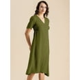 thumbnail image 2 of Moomaya Womens Front Slit Dress, V Neck Short Sleeves Summer Midi Dress, 2 of 7