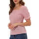 thumbnail image 4 of Blusa de cuadros de cuello cuadrado y manga corta para mujer Inspire Chic, color rojo, 4 of 6