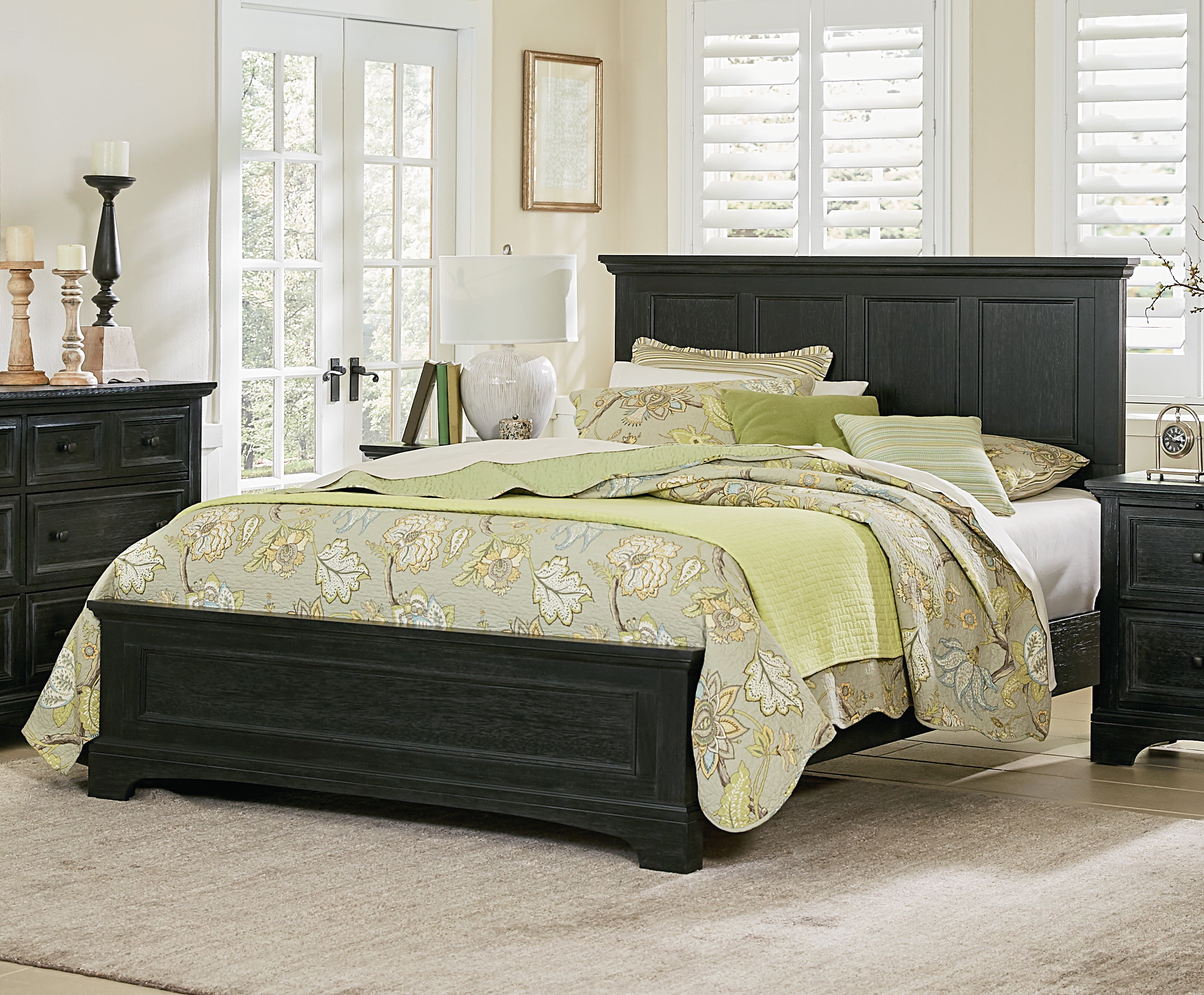 Farmhouse Basics Bed Set with Headboard, Footboard and Bed Rails, Multiple Sizes