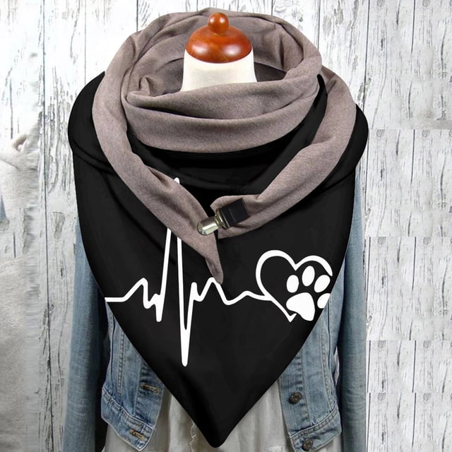 Up to 65% off Universal Winter Warm Windproof Prints Double-Layer Buckle Scarf Fashionable Scarf on Clearance