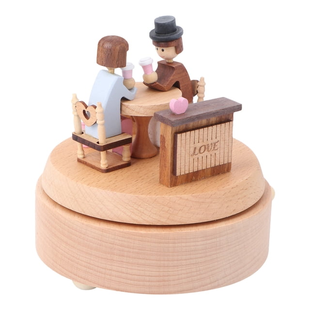 HINTRMENT Love Music Box Light Yellow Nonpaint Finished Plays Desktop Decoration 1Set
