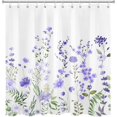 thumbnail image 3 of Floral Plant Shower Curtain for Bathroom,Purple Flower with Green Leaf Botanical Shower Curtain with Hooks,Country Wildflower on White Shower Curtain Set Bathroom Decorations,84L X 72W inches, 3 of 6