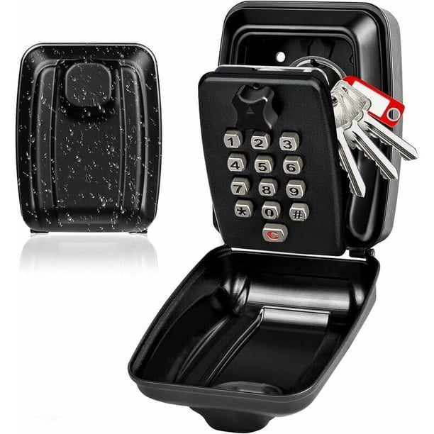 Caja de llaves, caja de llaves segura grande para exteriores con código de 12 dígitos, caja de llaves impermeable montada en la pared, almacenamiento seguro, caja de llaves, caja combinada