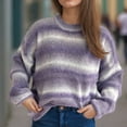 thumbnail image 4 of UAMVSH Women's Oversized Gradient Sweaters Long Sleeve Crew Neck Drop Shoulder Pullover Trendy Casual Loose Fit Knitted Sweaters(Small,Purple), 4 of 5